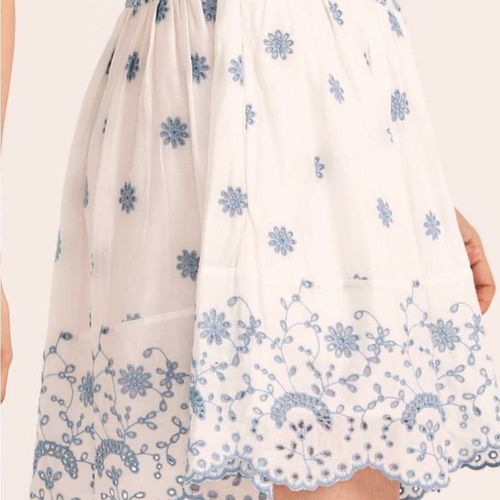 LoveShackFancy White and Blue Mini Dress - Picture 3 of 6
